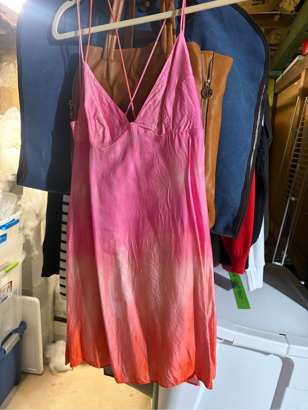 Zara Pink and Orange Sunset Mini Dress with Strap Accent